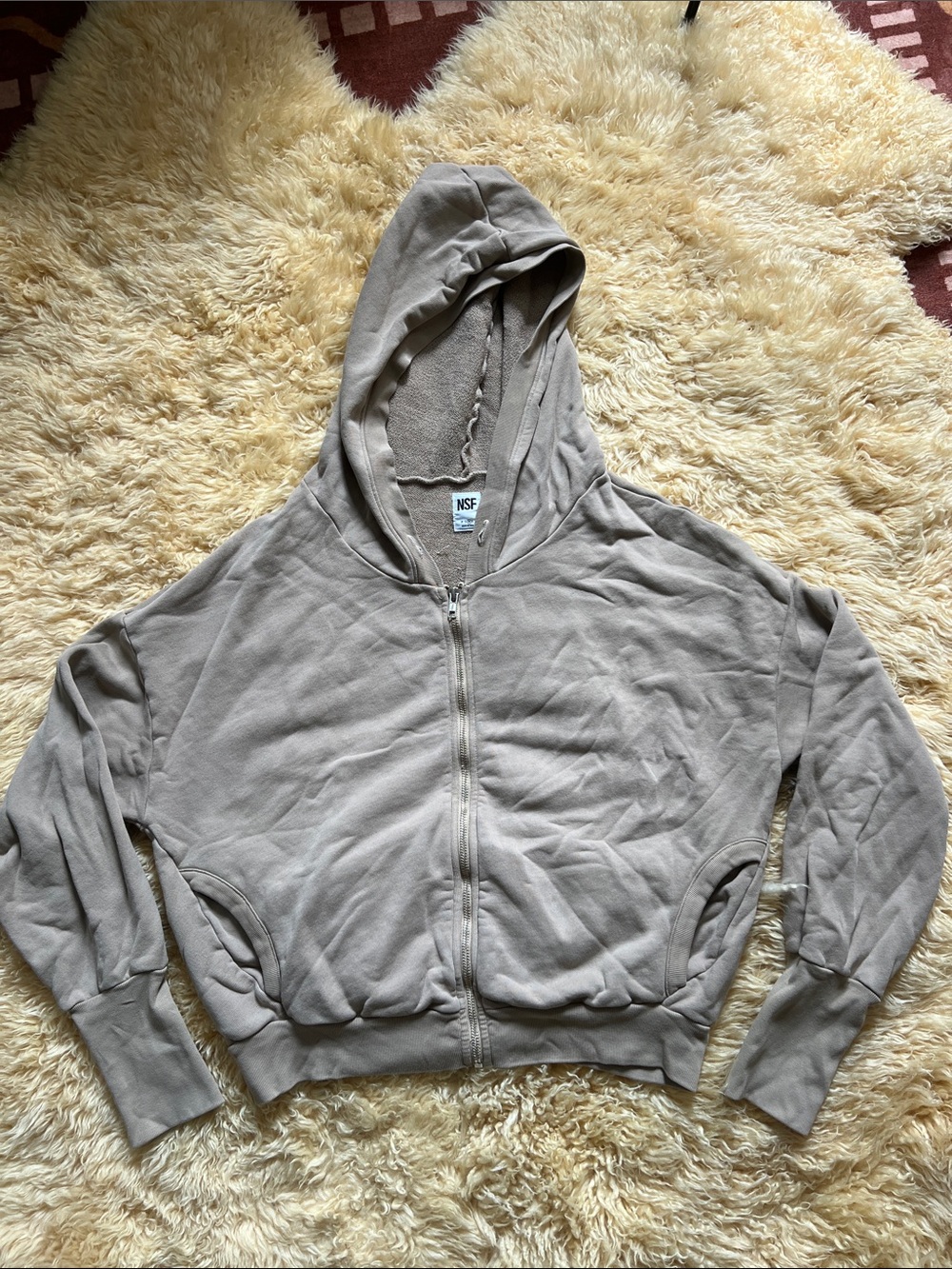 NSF Women Oversized Hoodie Zip Up - Tan Cream